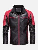 Veste en cuir dunité centrale de moto lavée par patchwork de contraste des hommes avec la poche