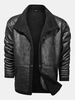 Veste en cuir dunité centrale épaissie doublée de molleton de couleur unie pour hommes avec poche