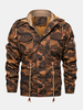 Veste en cuir PU à capuche avec cordon de serrage pour homme