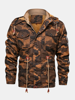 Veste en cuir PU à capuche avec cordon de serrage pour homme