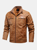 Veste en cuir PU à manches longues et à manches longues pour hommes