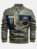 Veste en cuir PU avec broderie graphique pour hommes