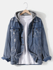 Veste en denim à capuche élégante en coton à manches longues pour hommes