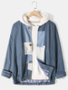 Veste en denim à col de baseball à ourlet moulant Vintage Patchwork pour homme