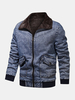 Veste en denim élégante extérieure chaude doublée de polaire pour hommes