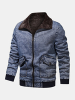 Veste en denim élégante extérieure chaude doublée de polaire pour hommes