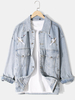 Veste en denim élégante extérieure de coton deffet fané de broderie de grue des hommes avec la poche