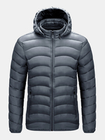 Veste en duvet à manches longues et à capuche amovible pour homme