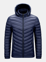 Veste en duvet de couleur unie à capuche amovible pour homme