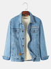 Veste en jean bleu à manches longues et à manches longues pour homme