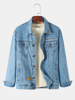 Veste en jean bleu à manches longues et à manches longues pour homme