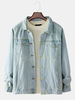 Veste en jean vintage à manches longues et à revers pour homme