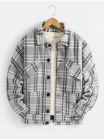 Veste en laine à manches longues et à carreaux pour hommes