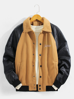 Veste en laine à manches raglan et broderie pour hommes avec poche