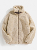 Veste en peluche polaire à manches longues et col montant chaud pour homme