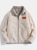 Veste en peluche réversible de couleur unie pour homme avec poche