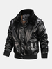 Veste en polyuréthane cargo avec col en fourrure et col en fourrure pour homme