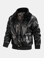 Veste en polyuréthane cargo avec col en fourrure et col en fourrure pour homme