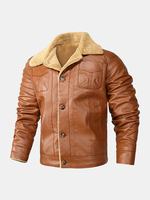 Veste en PU à manches longues et confortable à plusieurs poches pour hommes