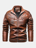 Veste en PU avec col de base-ball zippé à motif de lettre pour hommes