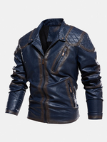 Veste en PU doublée de velours zippée sur le devant avec poche passepoilée zippée