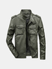 Veste en similicuir à col montant avec poches multiples