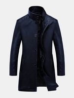 Veste mi-longue décontractée à col montant épais pour hommes