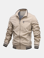 Veste simple à manches longues et à col montant en coton pour hommes