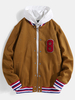 Veste simple avec poche à manches longues et col de baseball pour hommes 8