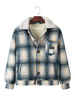 Veste teddy à manches longues à carreaux vintage pour homme