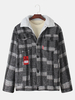 Veste teddy à manches longues et à carreaux pour homme