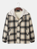 Veste teddy à manches longues et à carreaux pour hommes
