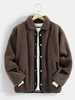 Veste teddy chaude à manches longues et poche de couleur contrastée pour homme