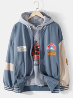 Veste universitaire lâche"idienne à glissière à motif patchwork pour homme