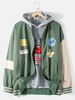 Veste universitaire"idienne décontractée à glissière à motif de couleur contrastée pour hommes