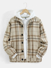 Veste vintage à carreaux pour homme à revers boutonné avec poche
