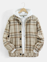 Veste vintage à carreaux pour homme à revers boutonné avec poche