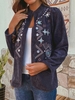 Veste vintage à manches longues et col montant brodé en velours côtelé