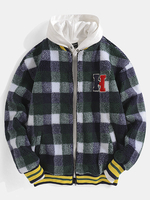 Veste zippée à carreaux en peluche pour homme
