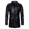 Veste en similicuir en cuir à col montant avec poche mi-longue pour homme