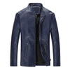 Veste motard noir à col montant pour hommes Printemps Automne Manteaux en similicuir