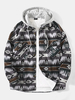 Vestes à capuche à motif ethnique pour hommes avec cordon de serrage amovible