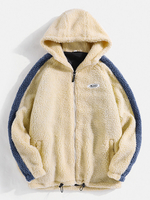 Vestes à capuche chaudes en peau de mouton retournée de couleur unie pour hommes