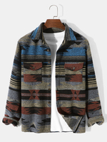 Vestes à manches longues pour hommes avec poche poitrine épissée et boutons sur le devant