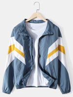 Vestes coupe décontractée en coton avec col à revers zippé pour homme