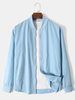 Vestes décontractées à manches longues et fermeture éclair de couleur unie pour hommes 100 % coton