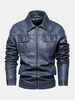 Vestes de moto en cuir PU avec poches à revers pour hommes