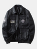 Vestes de moto en cuir PU avec revers à glissière pour hommes