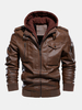 Vestes en cuir PU à capuche pour hommes