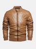 Vestes en cuir PU doublées de velours de couleur unie pour hommes